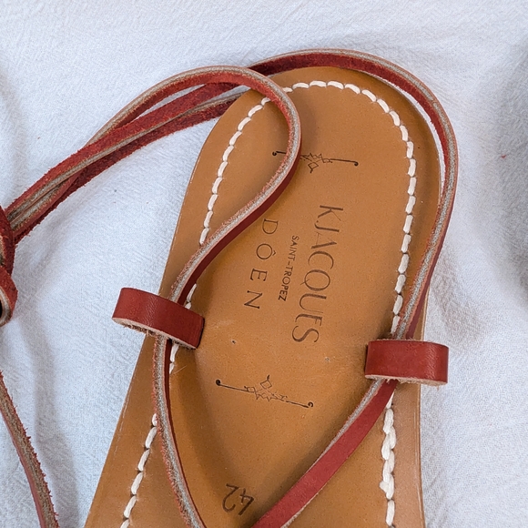 K.Jacques x DÔEN Parisian Tie-Up Gladiator Sandals Red Leather 42 - Picture 6 of 8